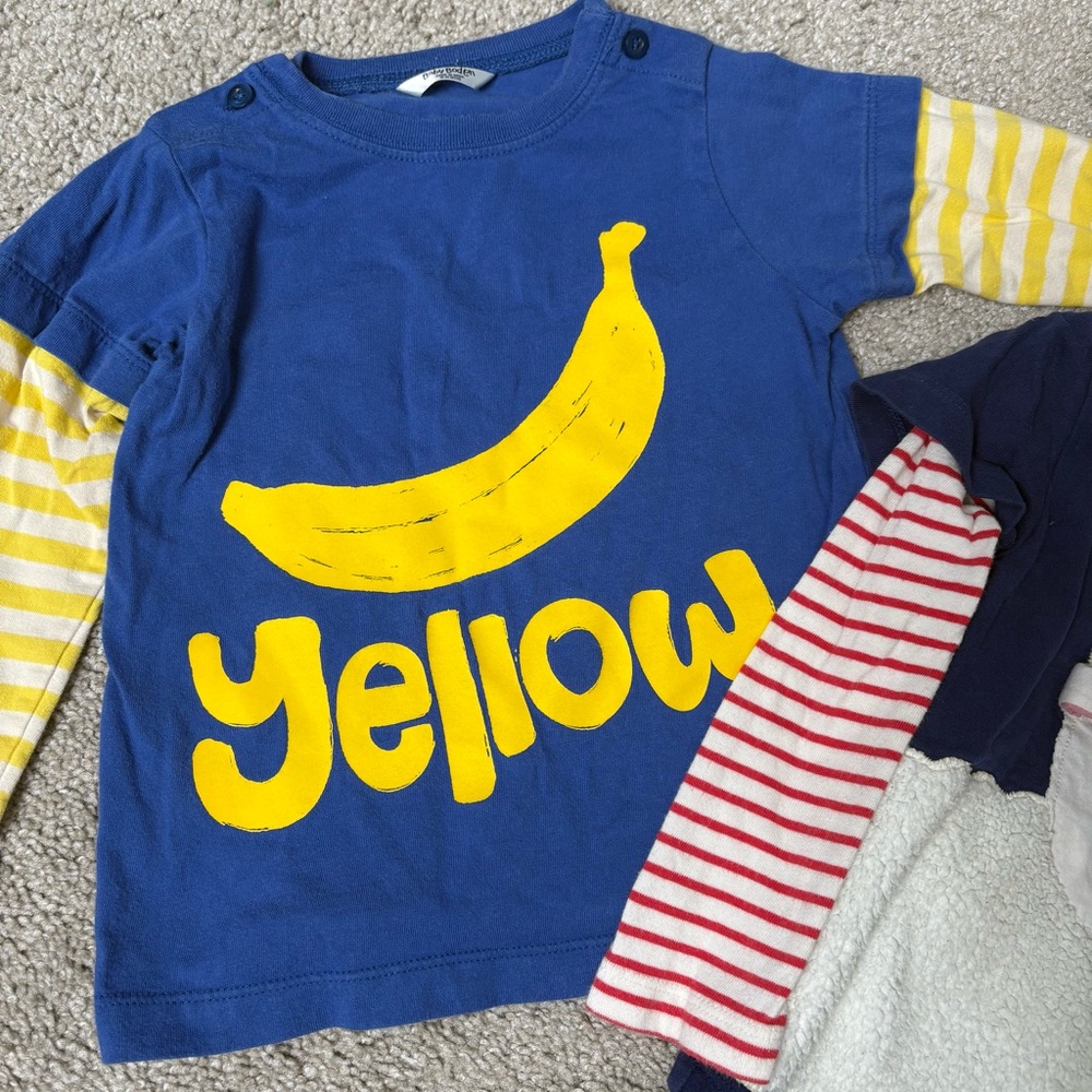 Mini Boden Lamb and Banana Yellow Long Sleeve Shirts 18-24 Months - Picture 2 of 10